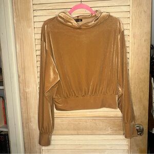 147 Express Yellow Velvet Cropped Hoodie - Size M